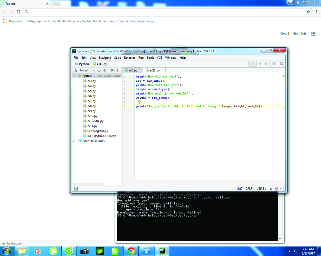 Lỗi về raw_input trong Python - programming - Dạy Nhau Học