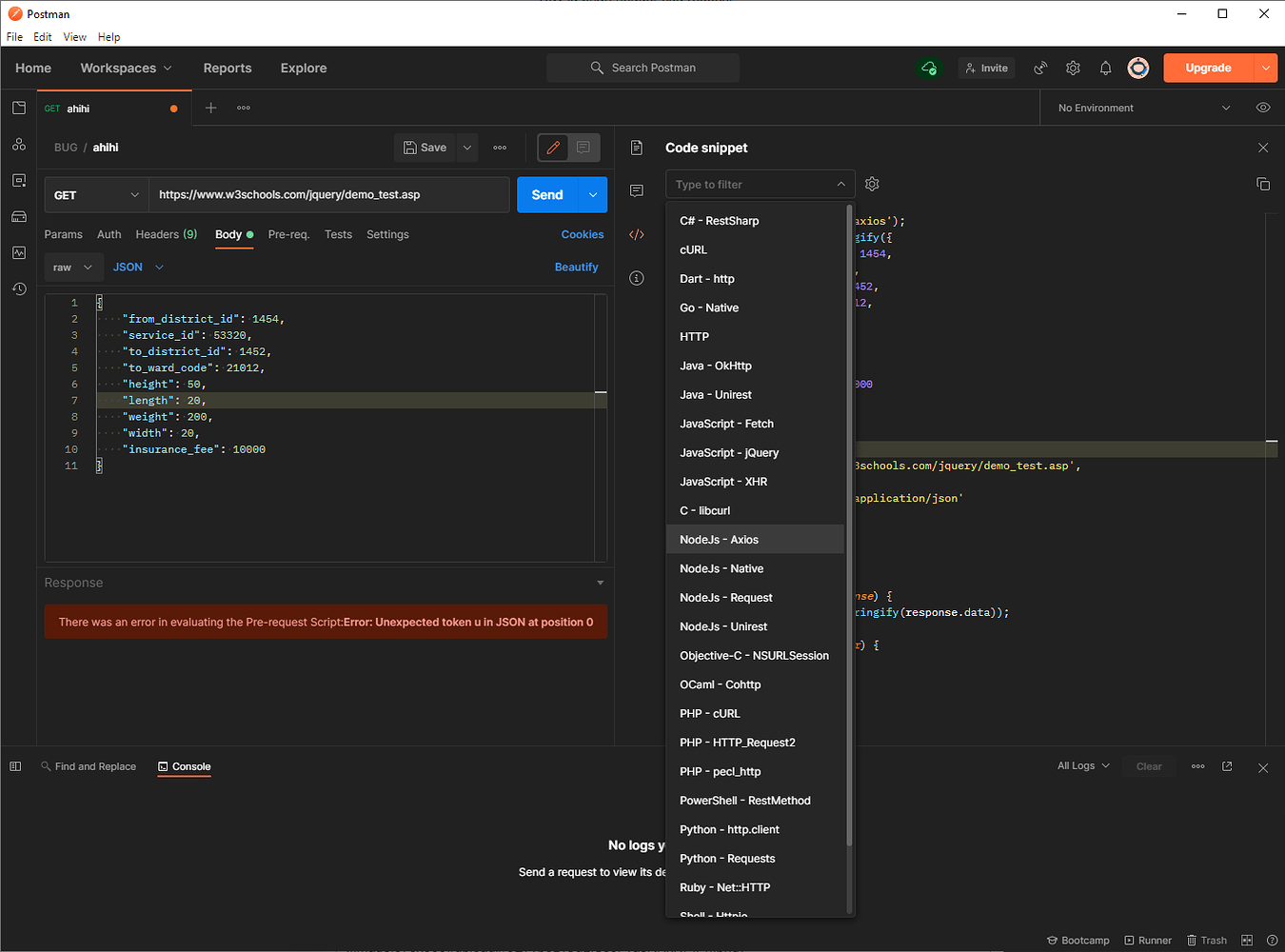Submit body định dạng JSON bằng axios programming Dạy Nhau Học