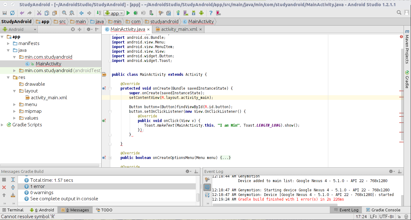 Cannot Resolve R Symbol Android Studio